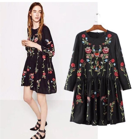 Zara Dresses & Skirts - Zara floral embroidered dress